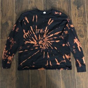 Black Unisex Bleach Dyed Long Sleeve Tee